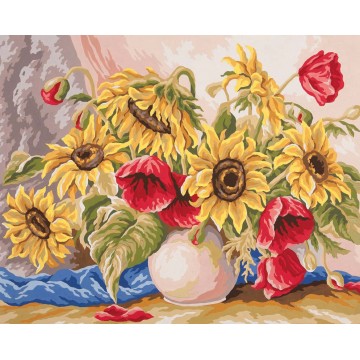 Poppies and Sunflowers